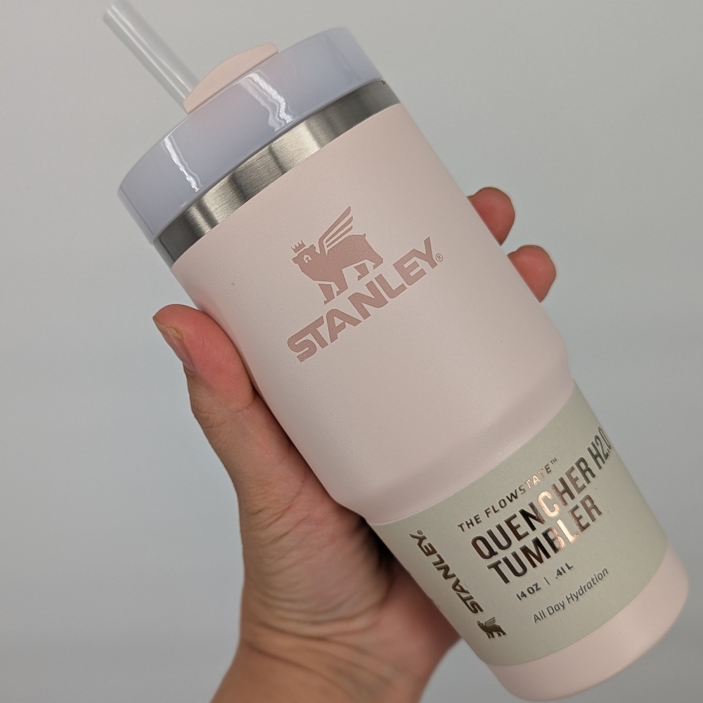 New STANLEY Quencher H2.0 Flowstate Tumbler cup 14 oz Cup Pink Rose Quartz